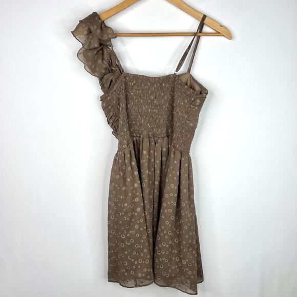 Chelsea & Violet Brown Ruffle Shoulder Party Dress S - Picture 8 of 15